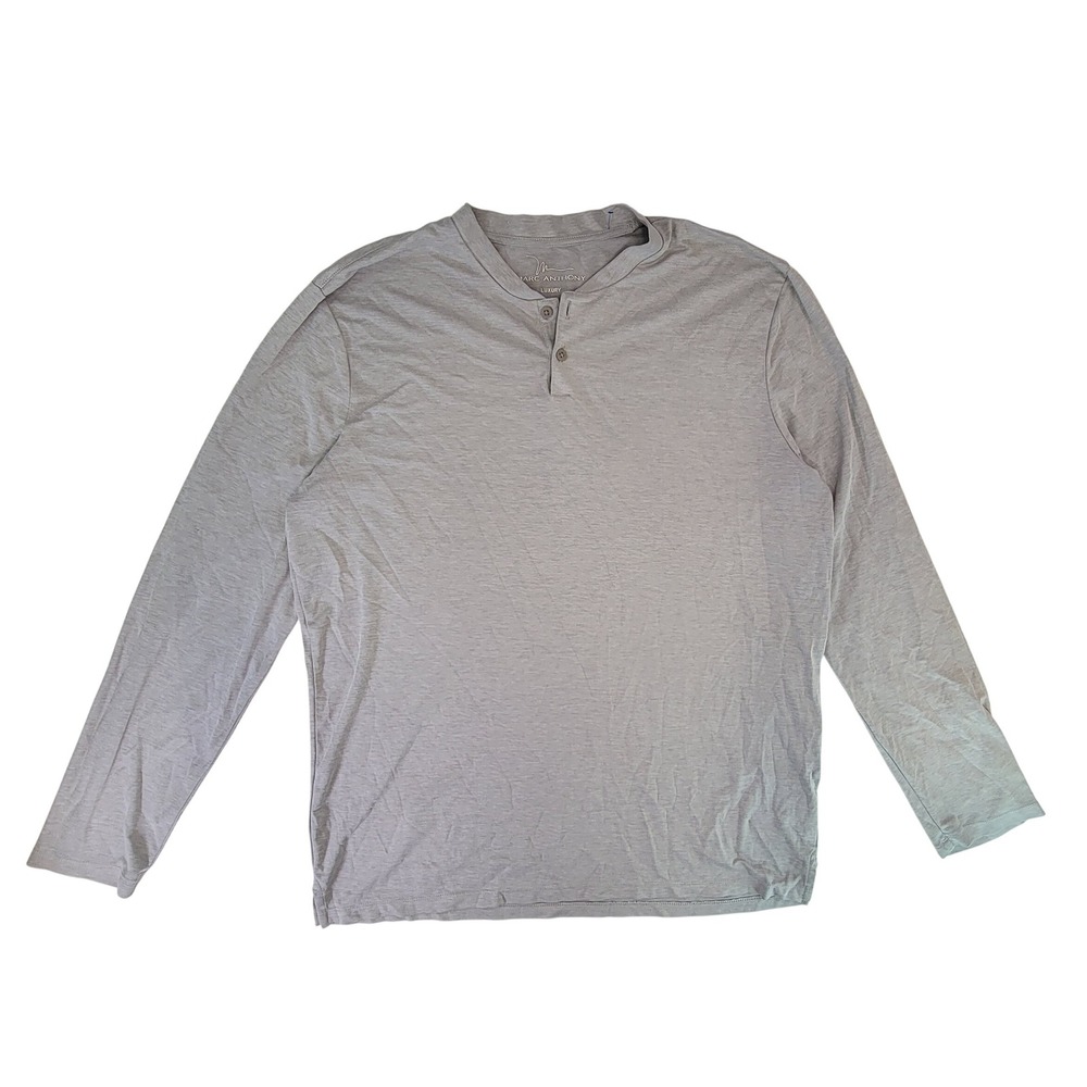 Marc‎ Anthony Mens Luxury Long Sleeve Henley Shirt Gray Size XL